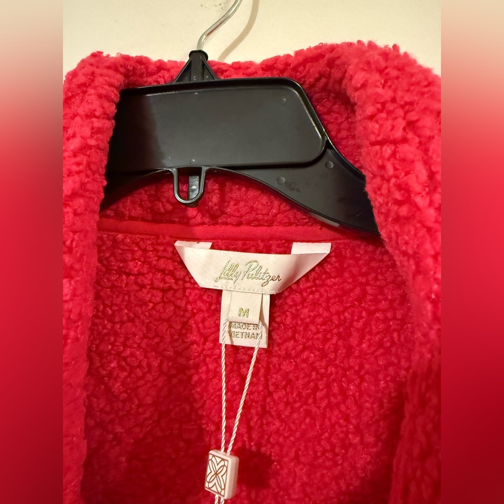 Lilly Pulitzer Raspberry Fleece Quarter-Zip Pullover NWT - Picture 5 of 12